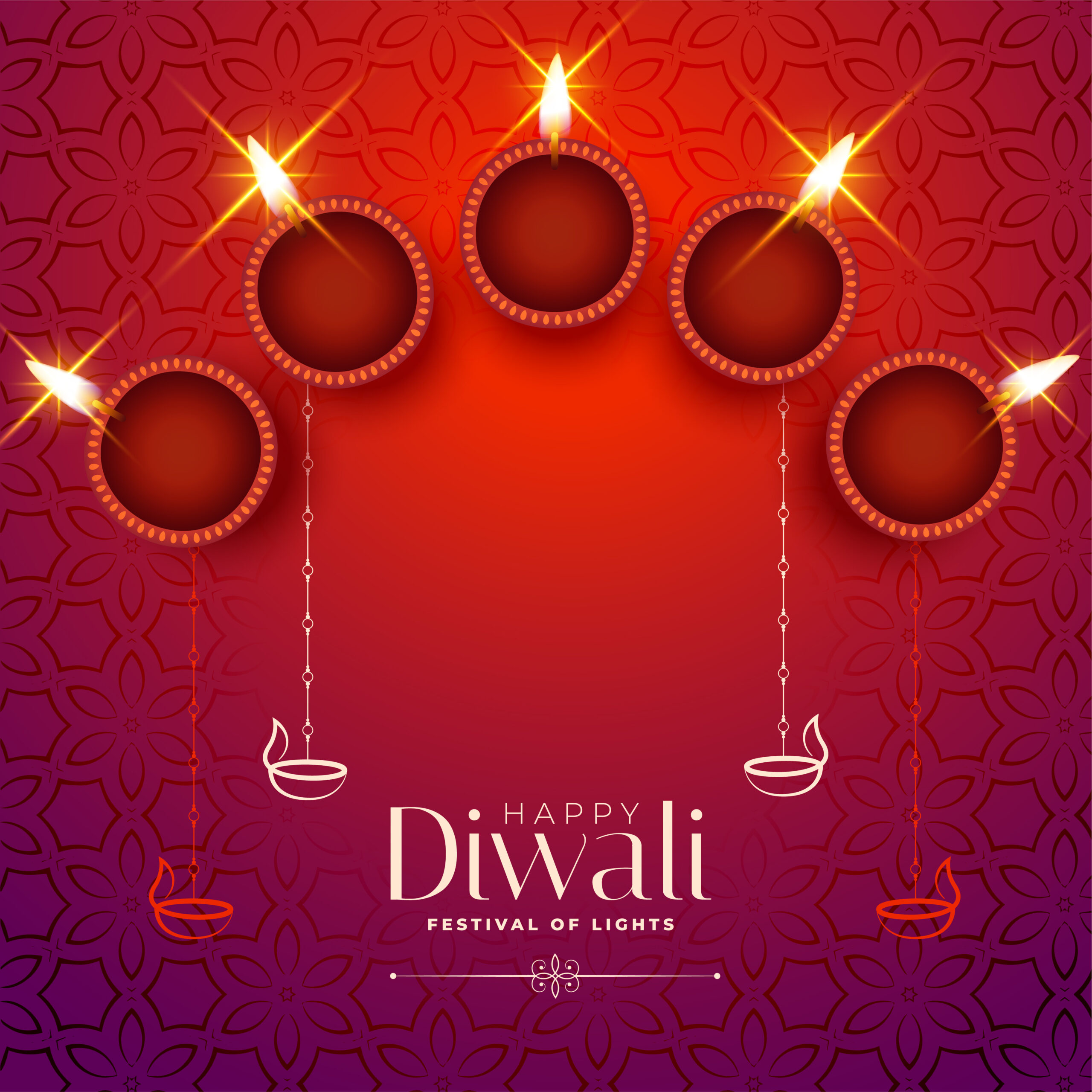 shiny happy diwali card with text space