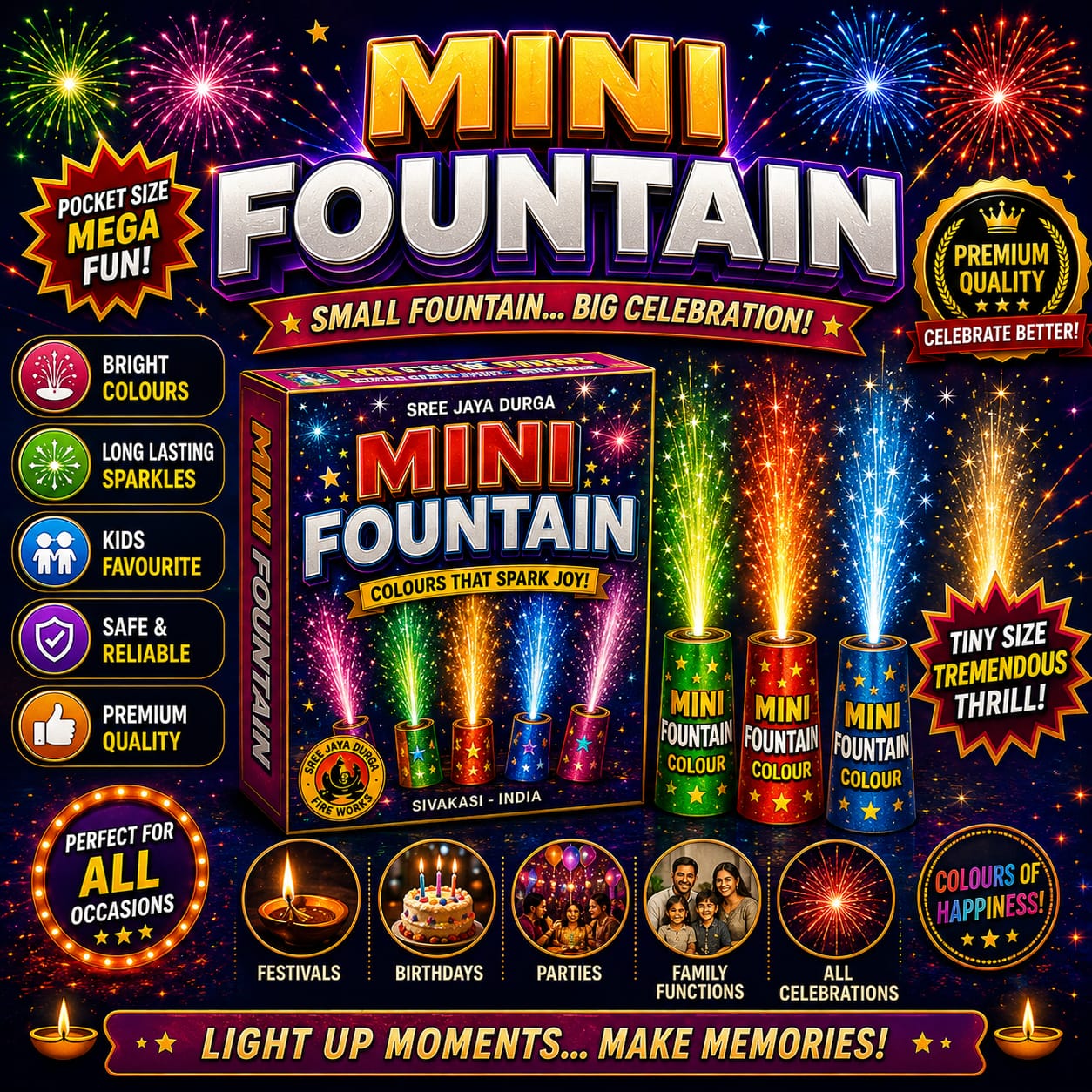 Mini Fountain Crackers – Colourful Fountain Fireworks | CrackersExpo